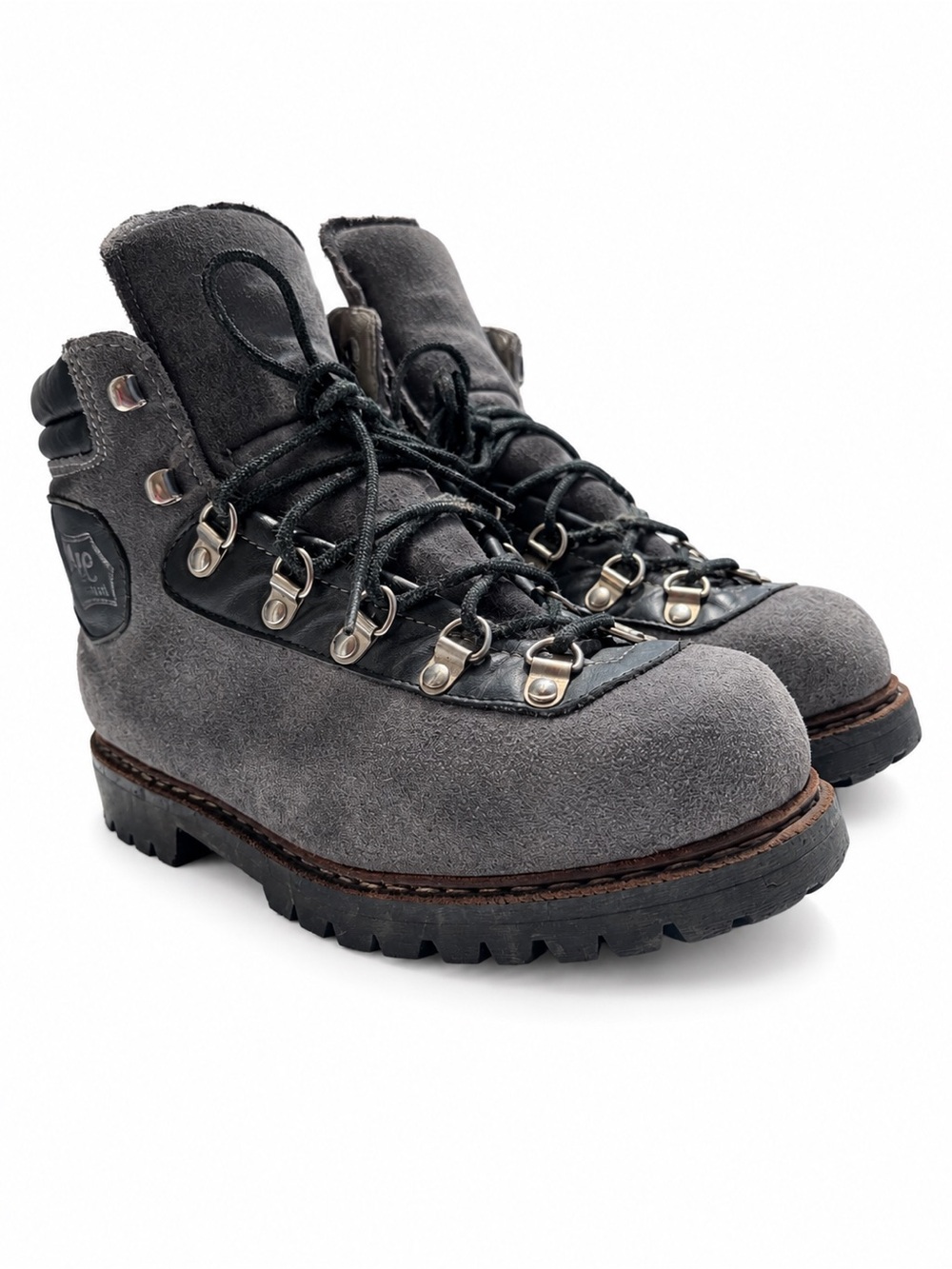 Vtg Swiss HENKE Mountain Hiking Boots In grey-Sz 9